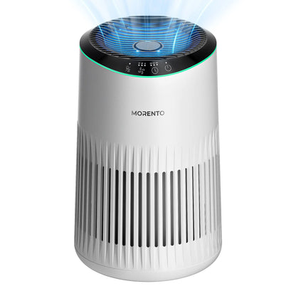 MORENTO MR2566 Air Purifier for Bedroom Home Smoke & Pet Dander Odors Sleep Mode Portable HEPA Blue Ambient Light Sleeping Mode Fragrance Machine