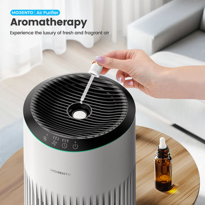 MORENTO MR2566 Air Purifier for Bedroom Home Smoke & Pet Dander Odors Sleep Mode Portable HEPA Blue Ambient Light Sleeping Mode Fragrance Machine