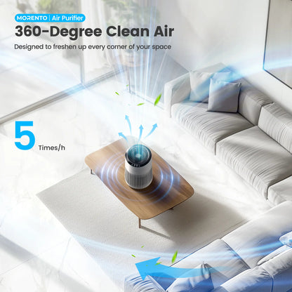 MORENTO MR2566 Air Purifier for Bedroom Home Smoke & Pet Dander Odors Sleep Mode Portable HEPA Blue Ambient Light Sleeping Mode Fragrance Machine